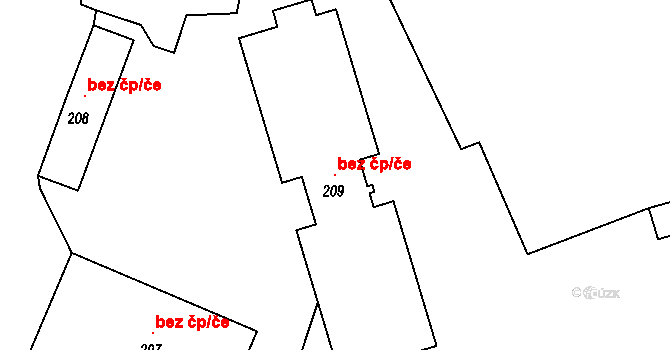 Měrunice 41393970 na parcele st. 209 v KÚ Měrunice, Katastrální mapa