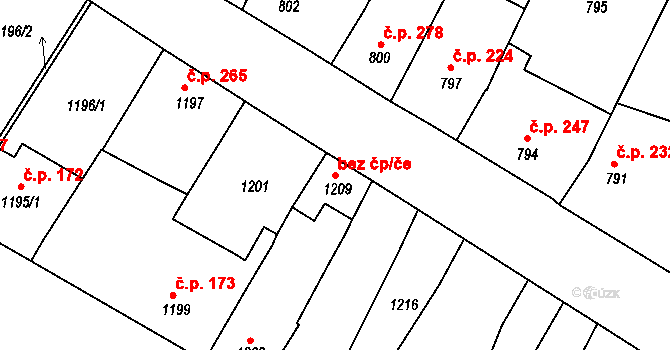 Ratíškovice 44790970 na parcele st. 1209 v KÚ Ratíškovice, Katastrální mapa