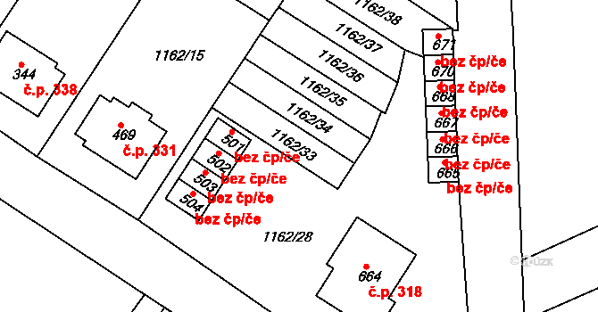 Jevišovice 47486970 na parcele st. 501 v KÚ Jevišovice, Katastrální mapa