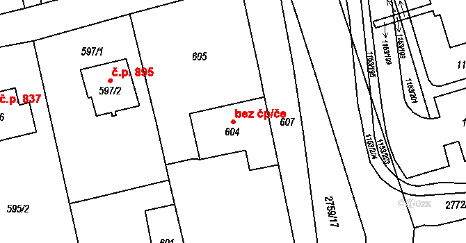 Opava 48030970 na parcele st. 604 v KÚ Kylešovice, Katastrální mapa