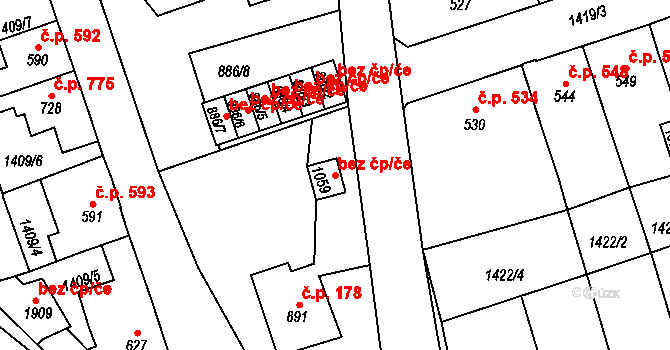 Úpice 48875970 na parcele st. 1059 v KÚ Úpice, Katastrální mapa