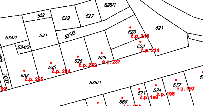 Vážany nad Litavou 237 na parcele st. 526 v KÚ Vážany nad Litavou, Katastrální mapa