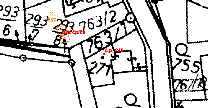 Bernartice 245 na parcele st. 271 v KÚ Bernartice u Milevska, Katastrální mapa