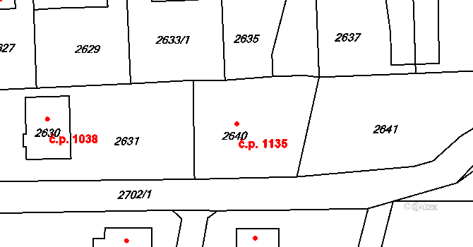Horní Suchá 1135 na parcele st. 2640 v KÚ Horní Suchá, Katastrální mapa