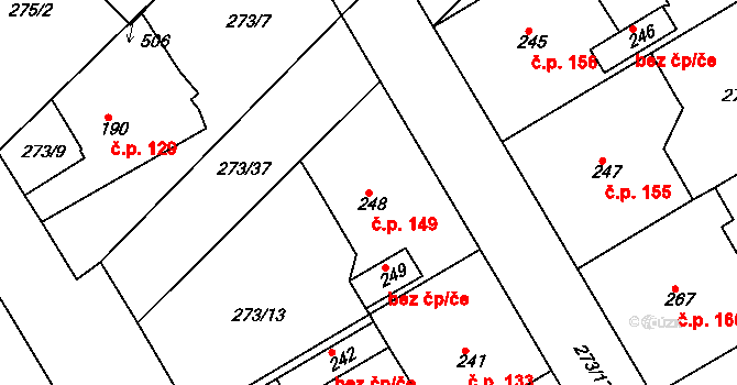 Lobkovice 149, Neratovice na parcele st. 248 v KÚ Lobkovice, Katastrální mapa