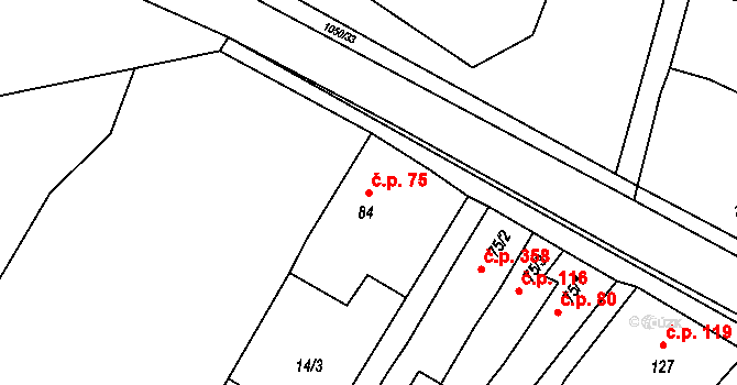 Nučice 75 na parcele st. 84 v KÚ Nučice u Rudné, Katastrální mapa