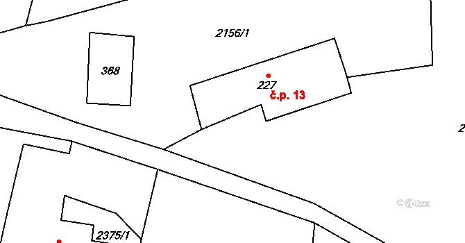 Capartice 13, Klenčí pod Čerchovem na parcele st. 227 v KÚ Klenčí pod Čerchovem, Katastrální mapa