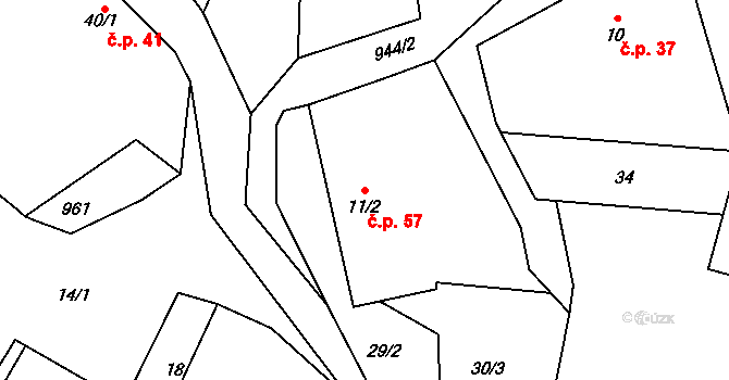 Zdebořice 57, Plánice na parcele st. 11/2 v KÚ Zdebořice, Katastrální mapa