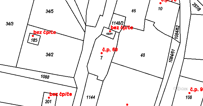 Masákova Lhota 69, Zdíkov na parcele st. 7 v KÚ Masákova Lhota, Katastrální mapa