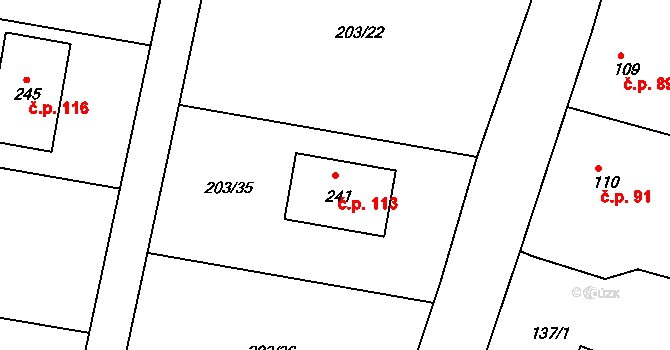 Velký Luh 113 na parcele st. 241 v KÚ Velký Luh, Katastrální mapa