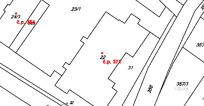 Prusinovice 371 na parcele st. 22 v KÚ Prusinovice, Katastrální mapa