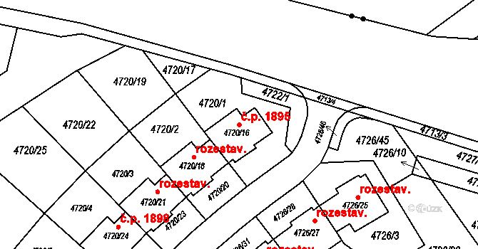 Jirkov 1895 na parcele st. 4720/16 v KÚ Jirkov, Katastrální mapa