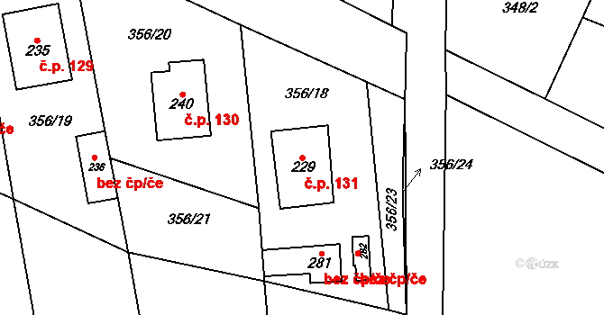 Mramotice 131, Znojmo na parcele st. 229 v KÚ Mramotice, Katastrální mapa
