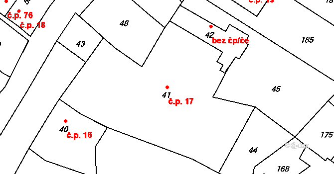 Přerov VII-Čekyně 17, Přerov na parcele st. 41 v KÚ Čekyně, Katastrální mapa