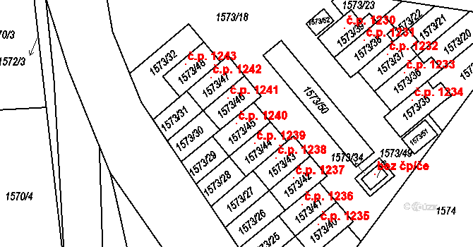 Bučovice 1240 na parcele st. 1573/45 v KÚ Bučovice, Katastrální mapa