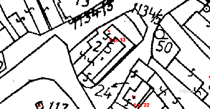 Klucké Chvalovice 13, Zbýšov na parcele st. 25 v KÚ Klucké Chvalovice, Katastrální mapa