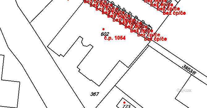 Trhové Sviny 1054 na parcele st. 602 v KÚ Trhové Sviny, Katastrální mapa