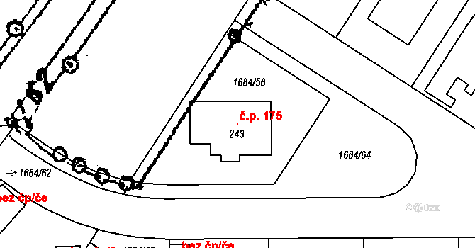 Plaveč 175 na parcele st. 243 v KÚ Plaveč, Katastrální mapa
