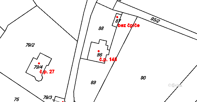 Pila 148 na parcele st. 86 v KÚ Pila, Katastrální mapa