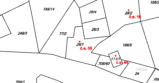 Osvinov 35, Stráž nad Ohří na parcele st. 28/1 v KÚ Osvinov, Katastrální mapa