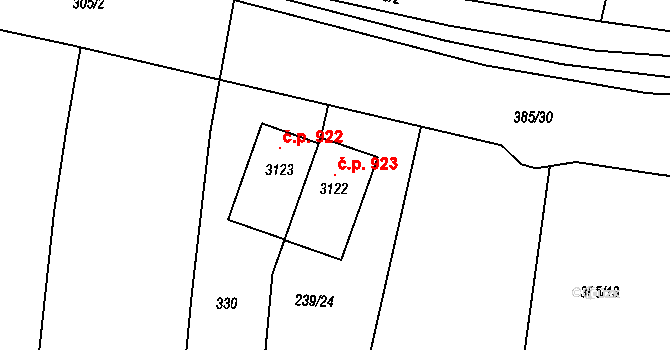 Litice 923, Plzeň na parcele st. 3122 v KÚ Litice u Plzně, Katastrální mapa