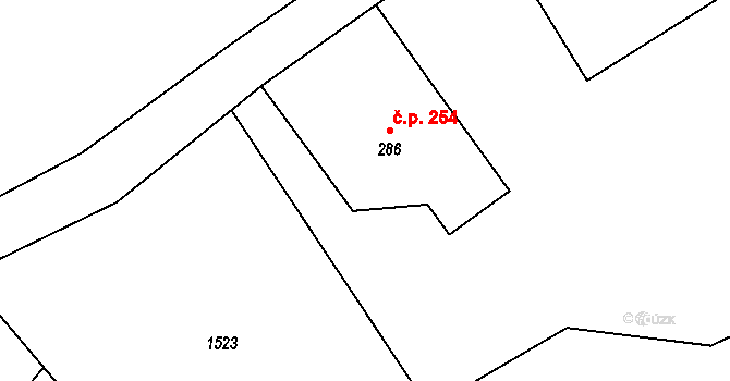 Konská 254, Třinec na parcele st. 286 v KÚ Konská, Katastrální mapa