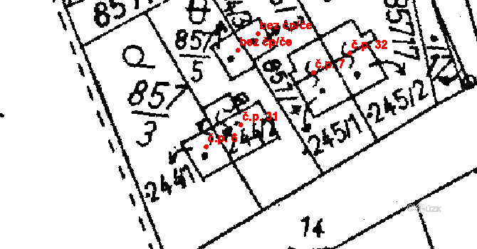 Markvartice 31, Jablonné v Podještědí na parcele st. 244/2 v KÚ Markvartice v Podještědí, Katastrální mapa
