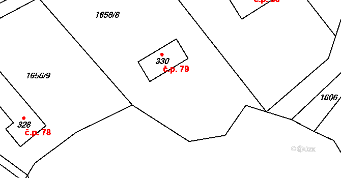 Rousínov 79, Svor na parcele st. 330 v KÚ Svor, Katastrální mapa