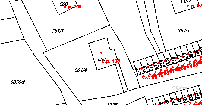 Kamenná 183, Jílové na parcele st. 537 v KÚ Jílové u Děčína, Katastrální mapa