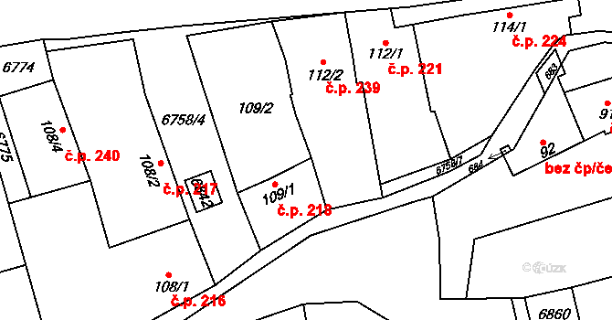 Kněždub 221 na parcele st. 112/1 v KÚ Kněždub, Katastrální mapa
