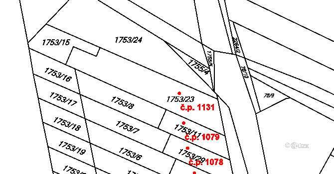 Svatobořice 1131, Svatobořice-Mistřín na parcele st. 1753/23 v KÚ Svatobořice, Katastrální mapa