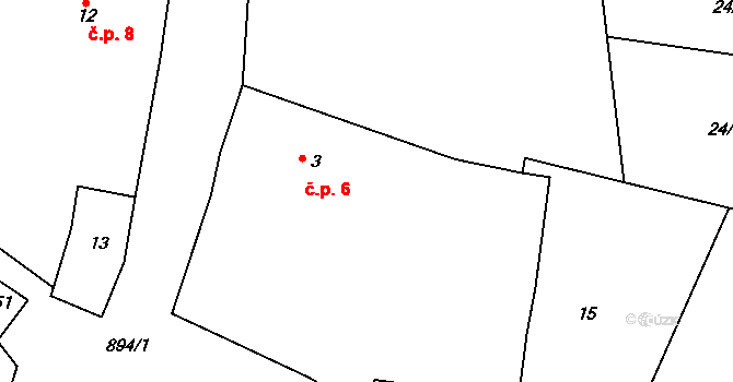Rounek 6, Vyskytná nad Jihlavou na parcele st. 3 v KÚ Rounek, Katastrální mapa