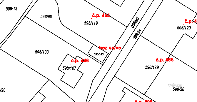 Chotíkov 145962971 na parcele st. 598/140 v KÚ Chotíkov, Katastrální mapa