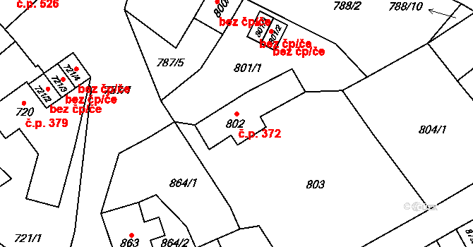 Kynšperk nad Ohří 372 na parcele st. 802 v KÚ Kynšperk nad Ohří, Katastrální mapa