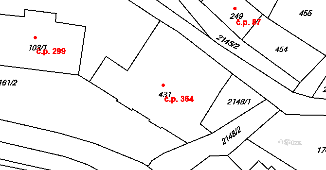 Dolní Podluží 364 na parcele st. 431 v KÚ Dolní Podluží, Katastrální mapa
