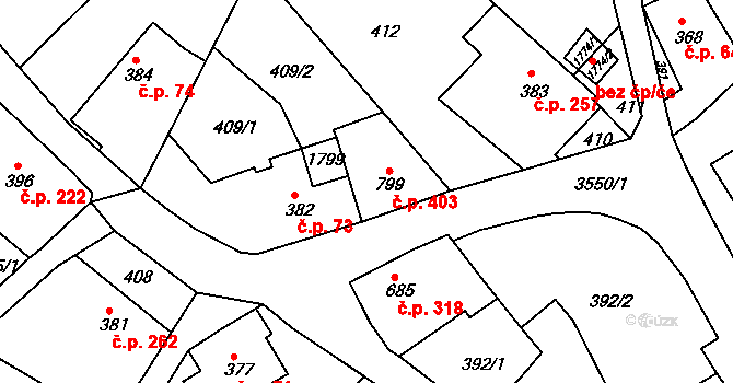 Cvikov II 403, Cvikov na parcele st. 799 v KÚ Cvikov, Katastrální mapa