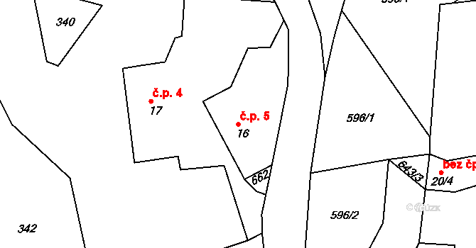 Libenice 5, Borotín na parcele st. 16 v KÚ Libenice u Tábora, Katastrální mapa