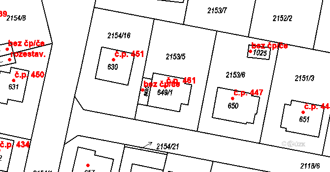 Zliv 461 na parcele st. 649/1 v KÚ Zliv u Českých Budějovic, Katastrální mapa