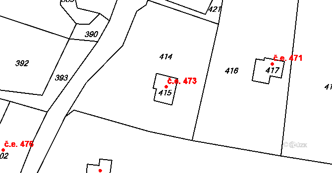 Brná 473, Ústí nad Labem na parcele st. 415 v KÚ Brná nad Labem, Katastrální mapa
