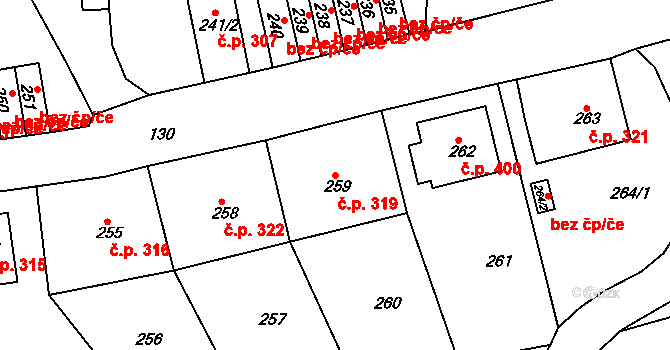 Neštěmice 319, Ústí nad Labem na parcele st. 259 v KÚ Neštěmice, Katastrální mapa