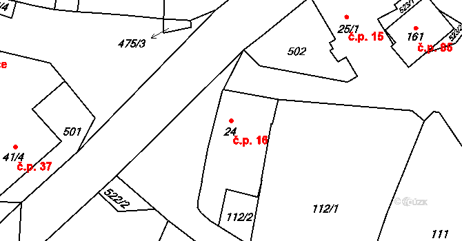 Stožice 16 na parcele st. 24 v KÚ Stožice, Katastrální mapa