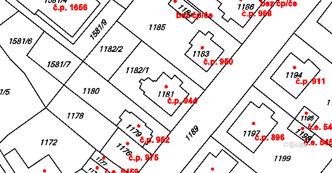 Kadaň 944 na parcele st. 1181 v KÚ Kadaň, Katastrální mapa