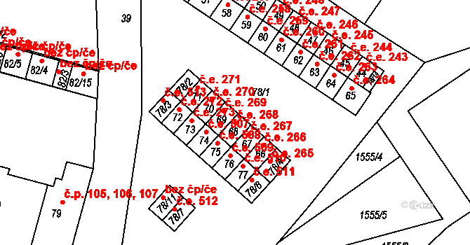 Miřetice u Klášterce nad Ohří 268, Klášterec nad Ohří na parcele st. 68 v KÚ Miřetice u Klášterce nad Ohří, Katastrální mapa