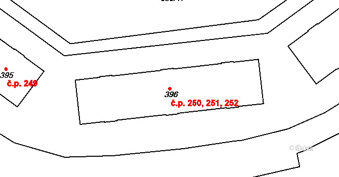 Maršov 250,251,252, Krupka na parcele st. 396 v KÚ Maršov u Krupky, Katastrální mapa