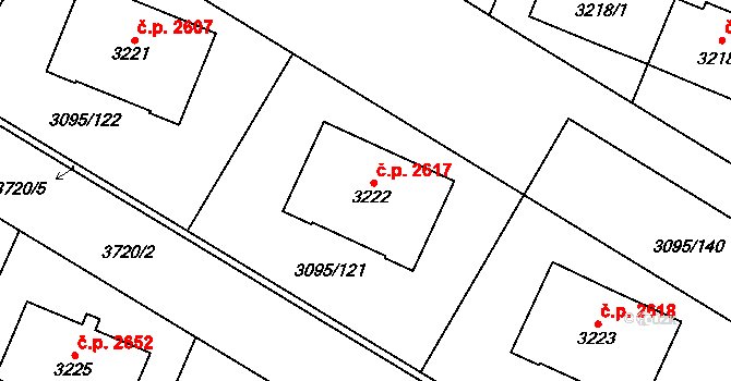 Břeclav 2617 na parcele st. 3222 v KÚ Břeclav, Katastrální mapa