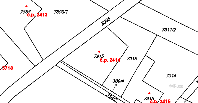 Frýdek 2414, Frýdek-Místek na parcele st. 7915 v KÚ Panské Nové Dvory, Katastrální mapa