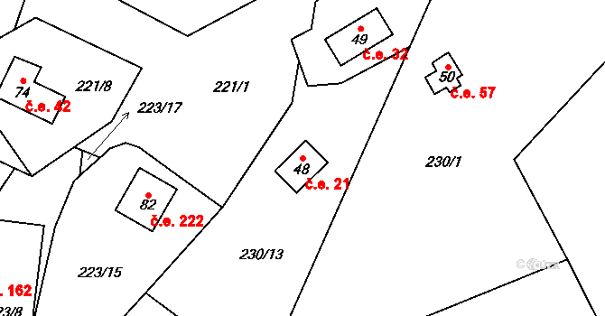 Malý Ratmírov 21, Blažejov na parcele st. 48 v KÚ Malý Ratmírov, Katastrální mapa