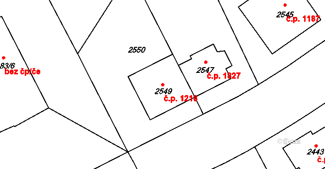 Smíchov 1218, Praha na parcele st. 2549 v KÚ Smíchov, Katastrální mapa