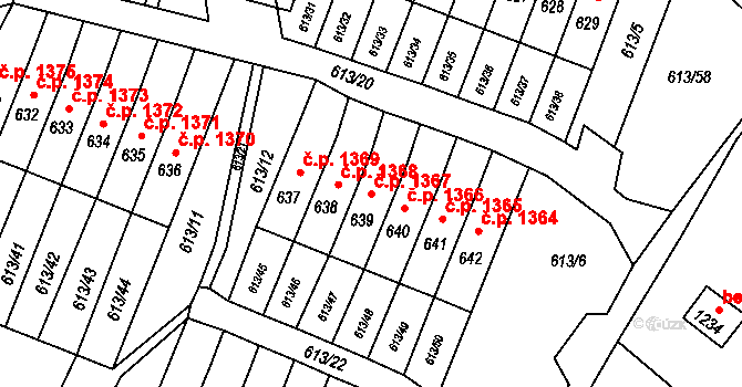 Jirkov 1367 na parcele st. 639 v KÚ Jirkov, Katastrální mapa