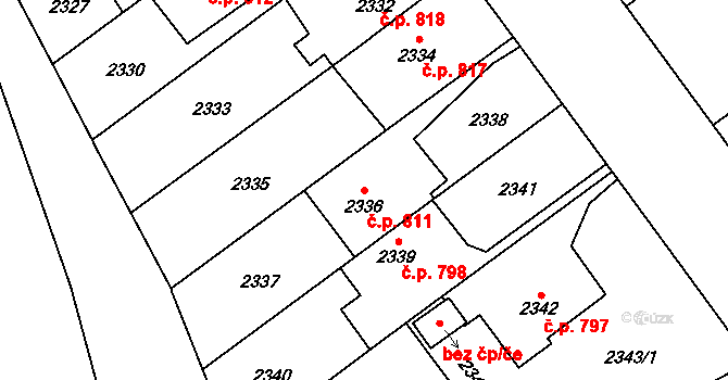 Bolevec 811, Plzeň na parcele st. 2336 v KÚ Bolevec, Katastrální mapa